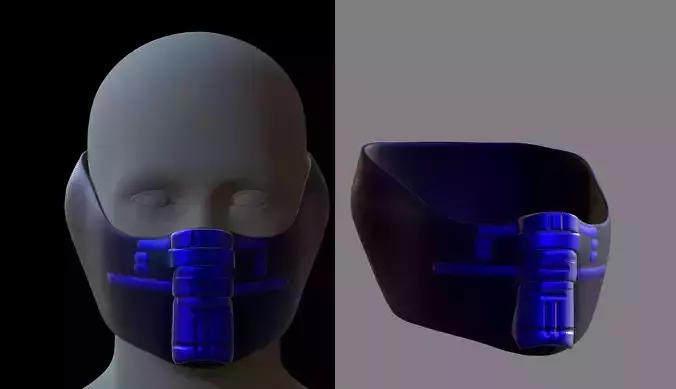 Gas mask helmet 3d model scifi Low-poly 