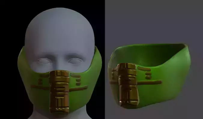 Gas mask helmet 3d model scifi Low-poly 