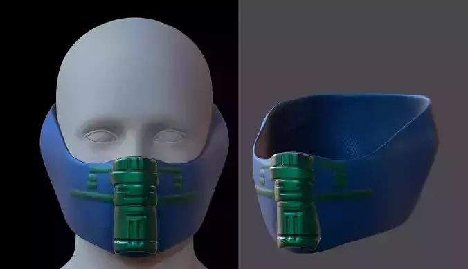 Gas mask helmet 3d model scifi Low-poly 
