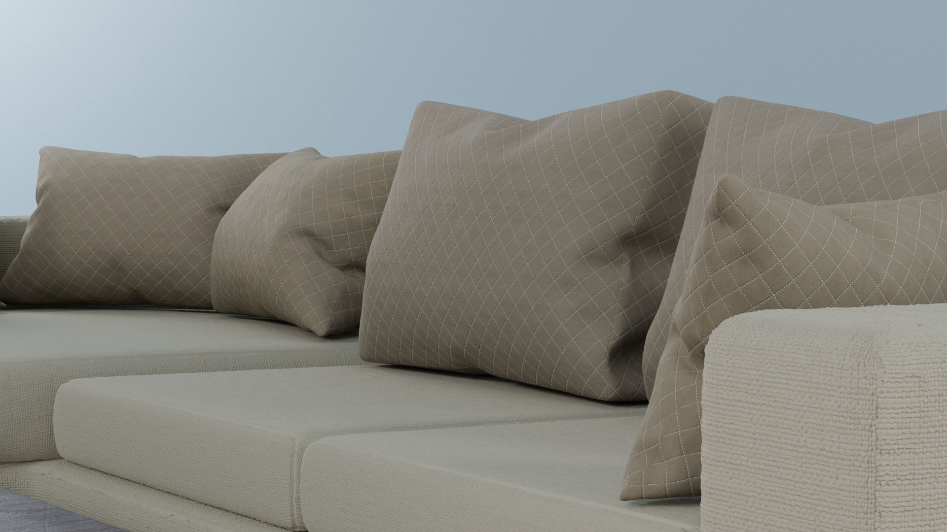 Fabric Sofa with a Dark Wood Table Free low-poly 3D model_4