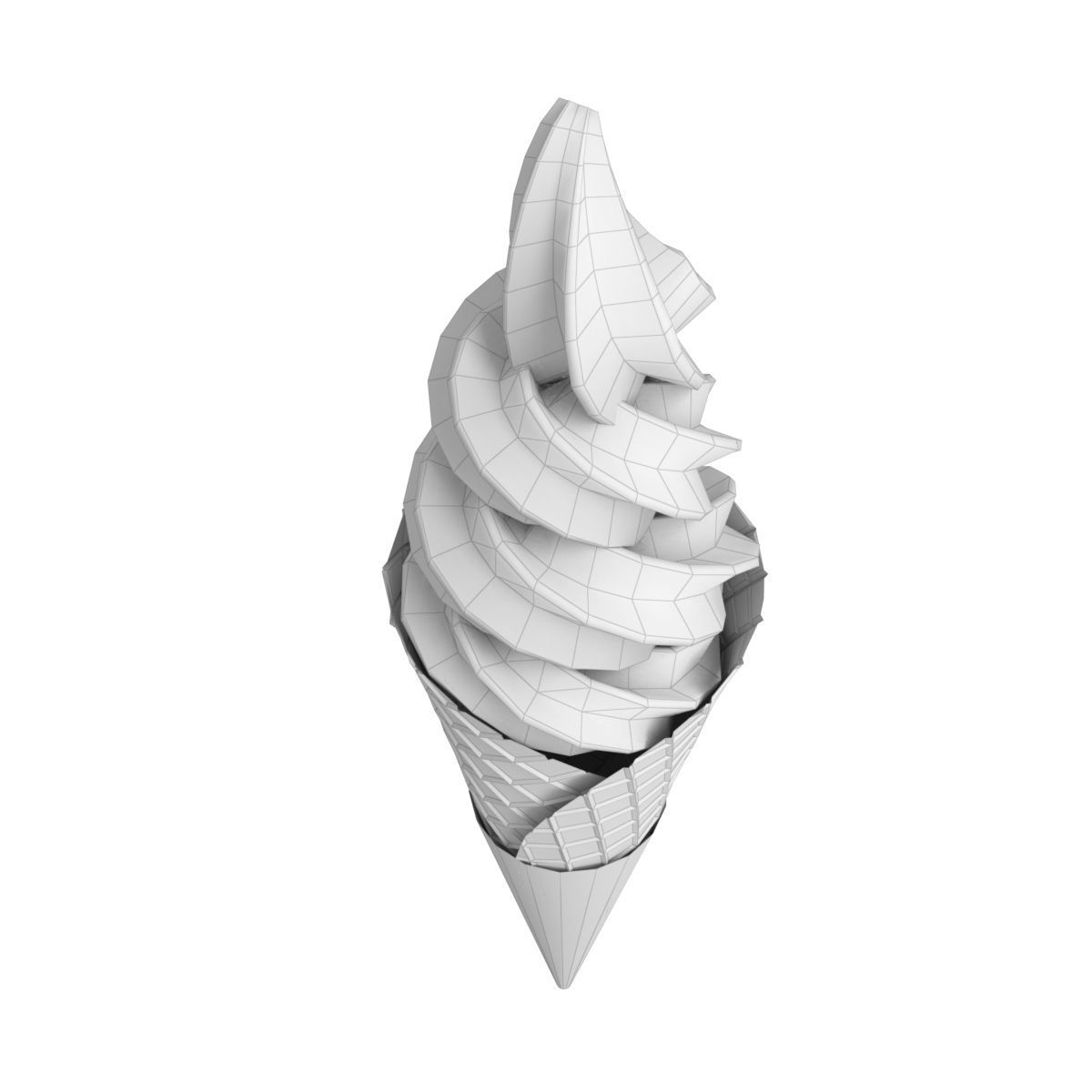 Black and White Soft Serve Ice Cream Dual flavor 3d Low-poly 3D model_6