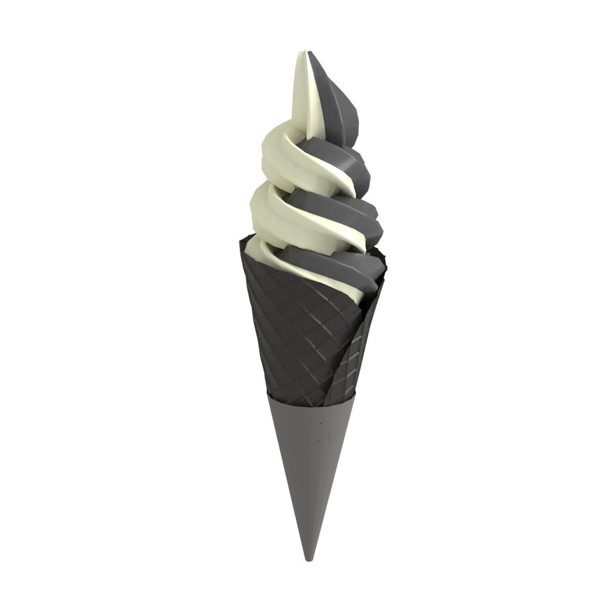 Black and White Soft Serve Ice Cream Dual flavor 3d Low-poly 3D model_1