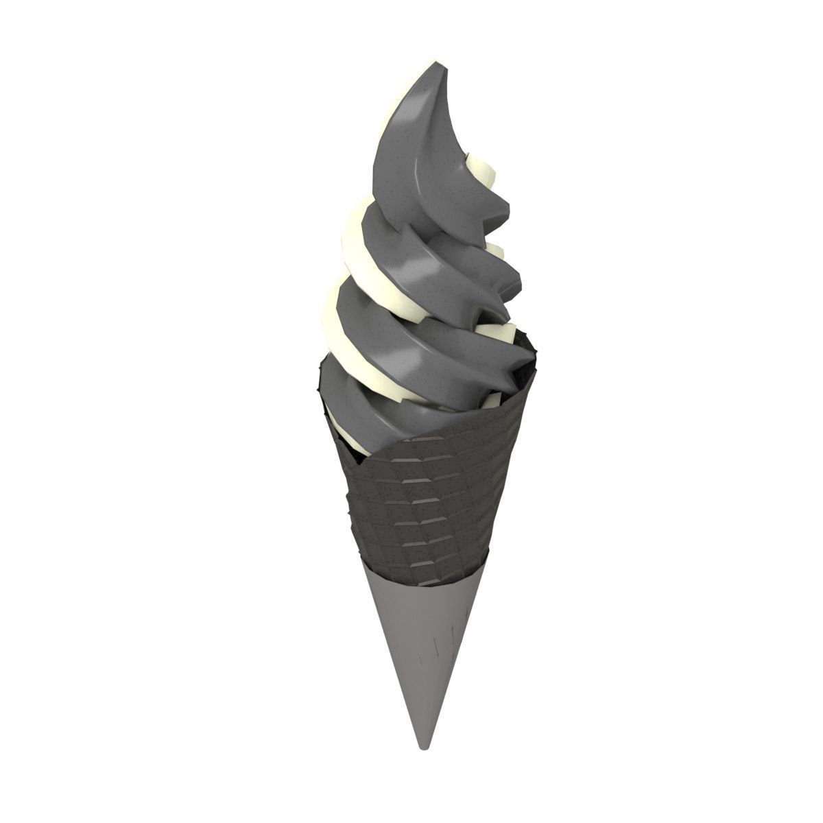 Black and White Soft Serve Ice Cream Dual flavor 3d Low-poly 3D model_2