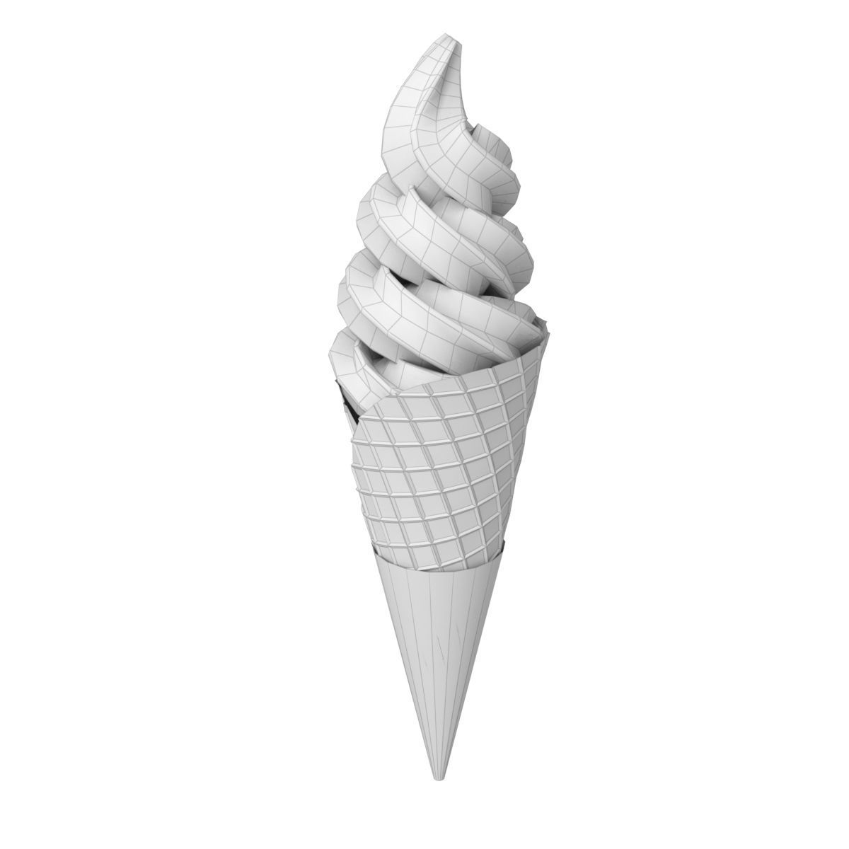 Black and White Soft Serve Ice Cream Dual flavor 3d Low-poly 3D model_5