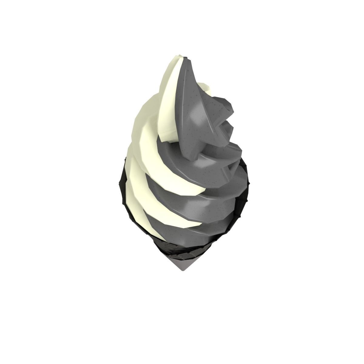 Black and White Soft Serve Ice Cream Dual flavor 3d Low-poly 3D model_4