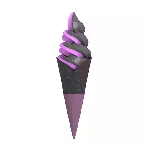 Black and Violet Dual Flavor Soft Serve Ice Cream 3D