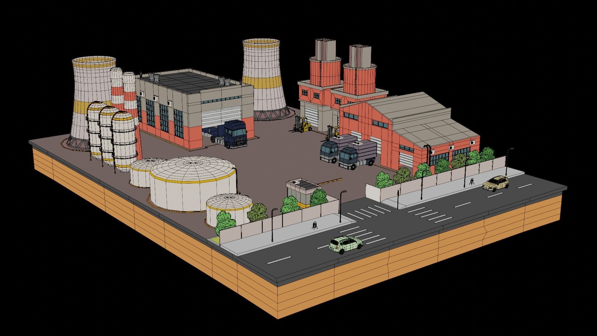 Low Poly Factory Warehouse Low-poly 3D model_2