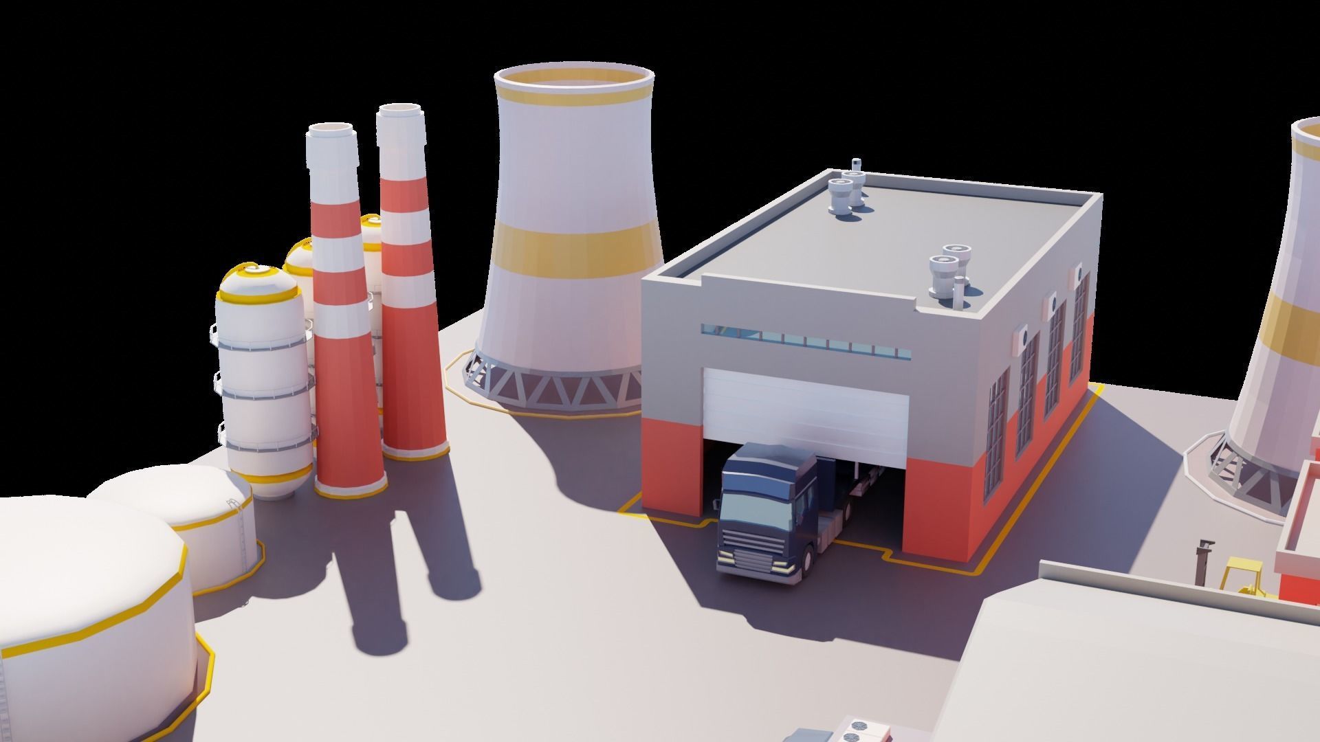 Low Poly Factory Warehouse Low-poly 3D model_5