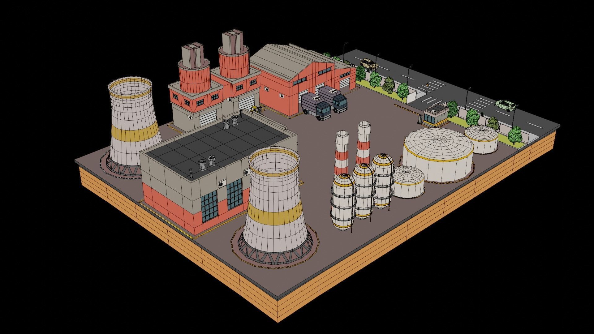 Low Poly Factory Warehouse Low-poly 3D model_8