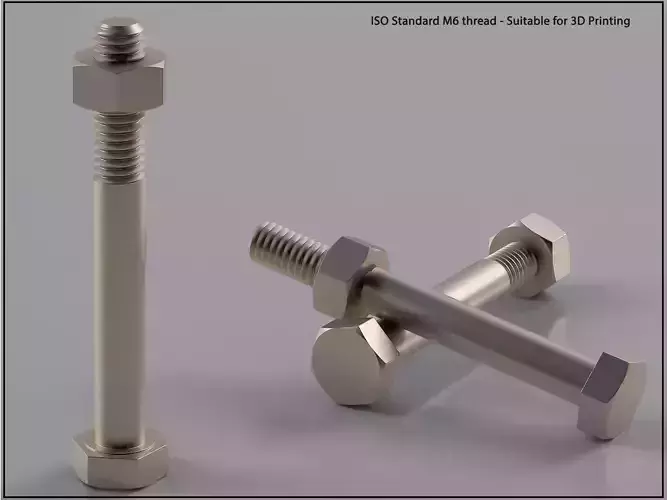 Bolt and Nut  M6 thread  Suitable for 3D Printing 3D print model