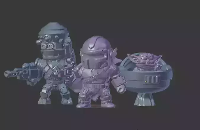 Chibi Bounty Hunter Crew 3D print model