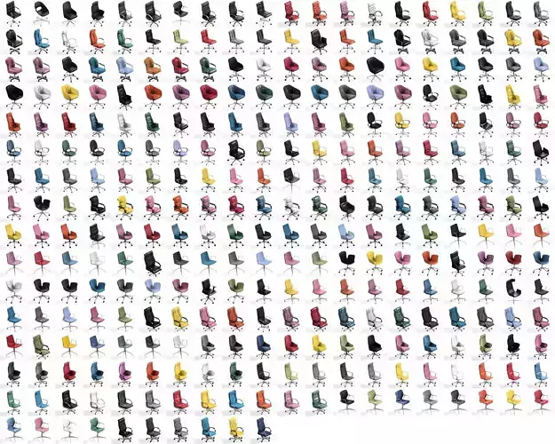 Huge Office Chair Mega Pack 30 main models Plus 280  variations  3D Model Collection