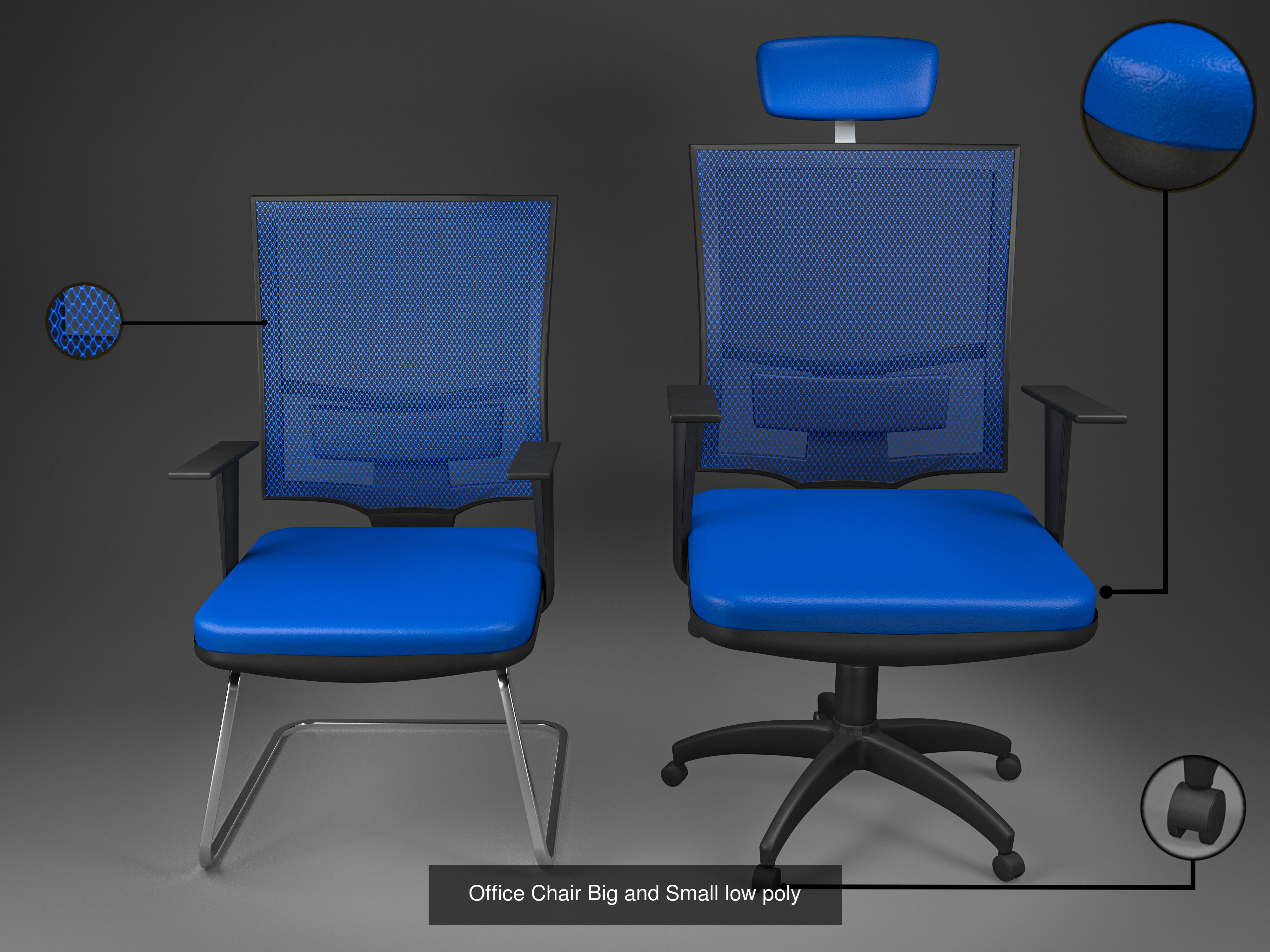 Office Chair low poly 3D Model Collection_11