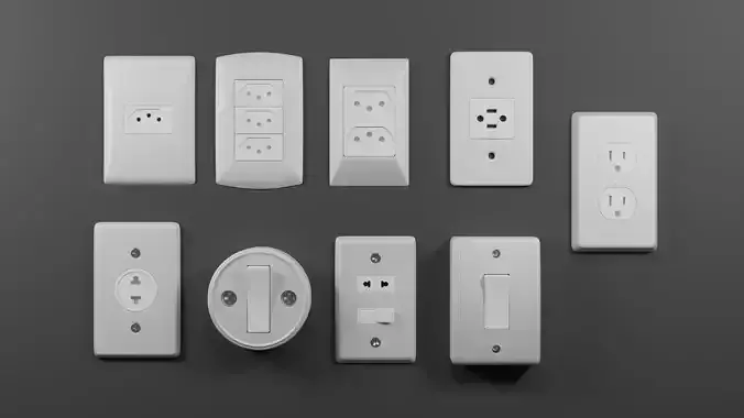 sockets group of electrical 3D model