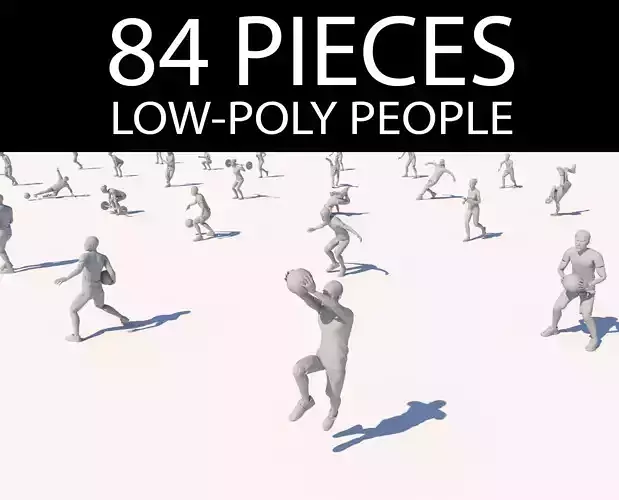 lowpoly people in motion pack  Low-poly 3D model