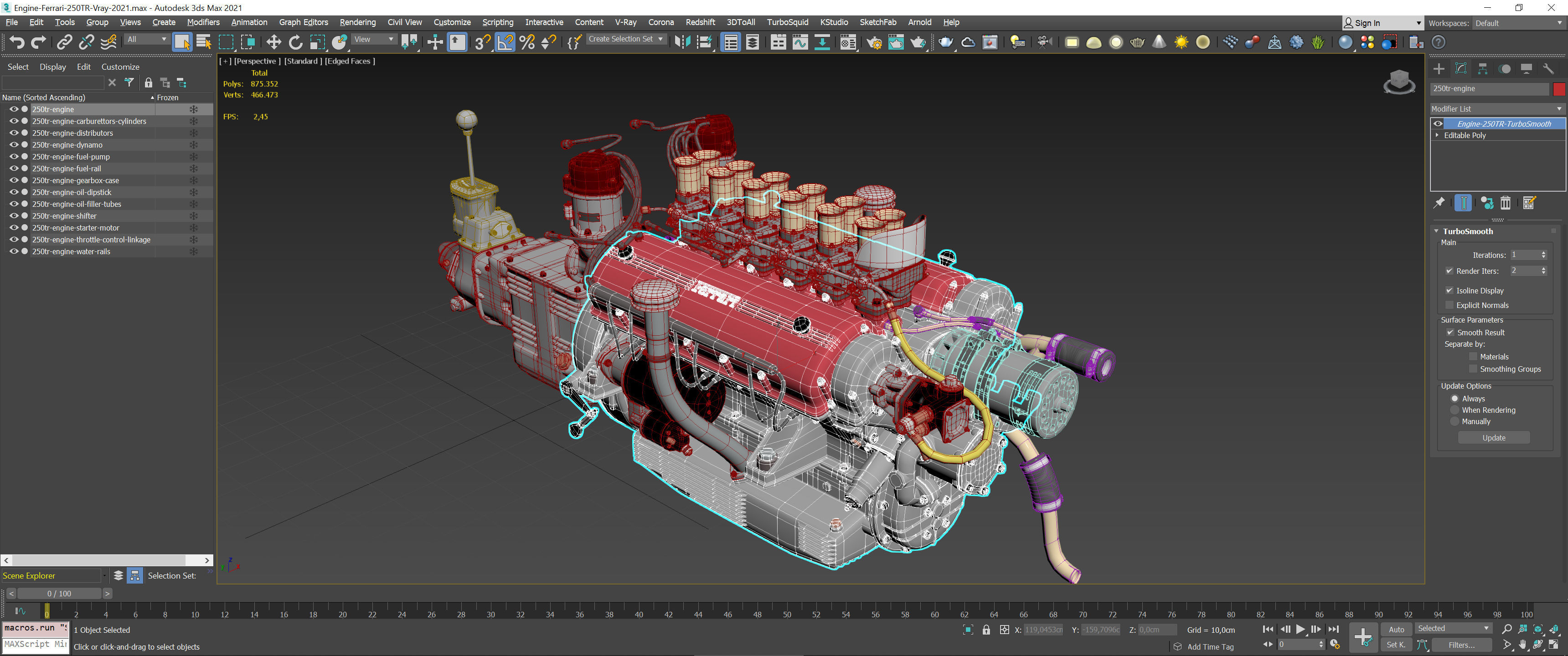 Ferrari 250 TR Engine - 3 liter - 1st version 3D model_44