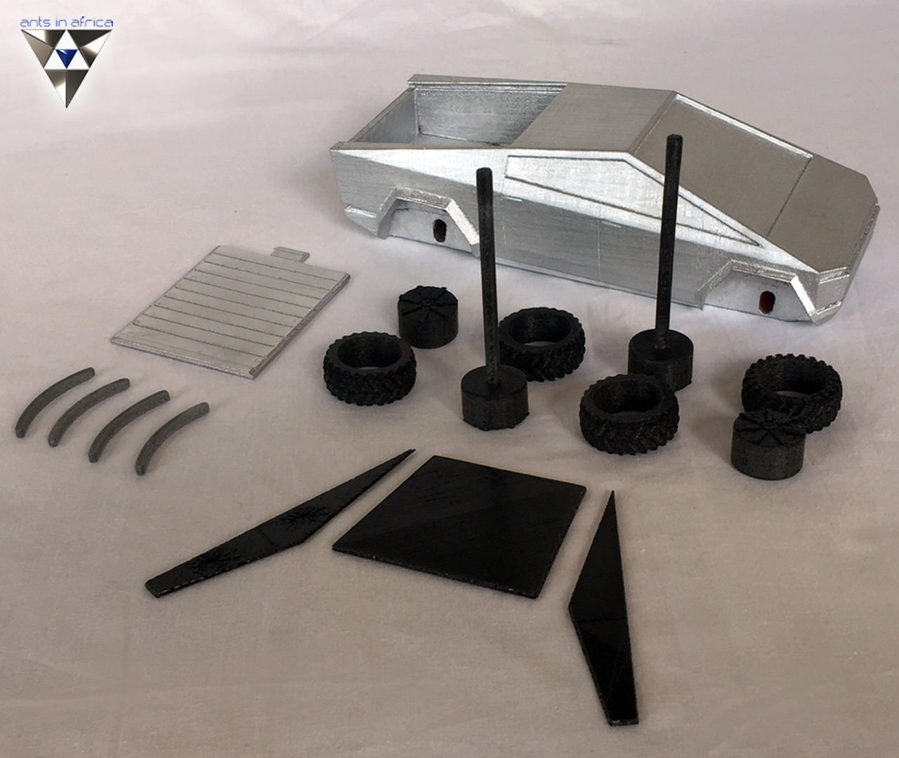 CYBERTRUCK silver toy car Free 3D print model_1