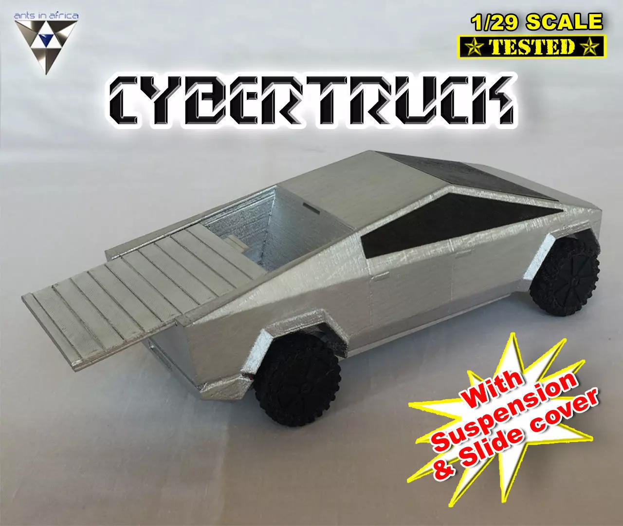 CYBERTRUCK silver toy car Free 3D print model_0