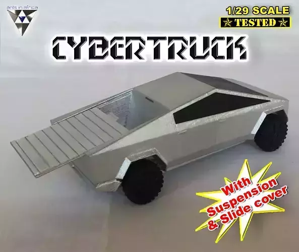 CYBERTRUCK silver toy car Free 3D print model