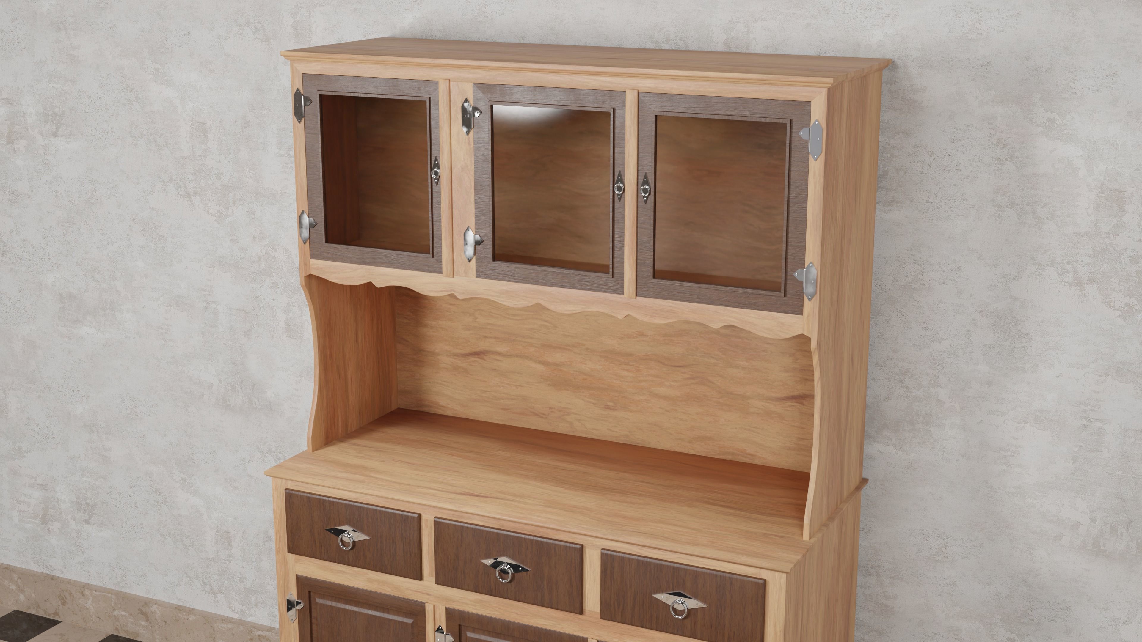 3 Cabinet models Low-poly 3D model_1