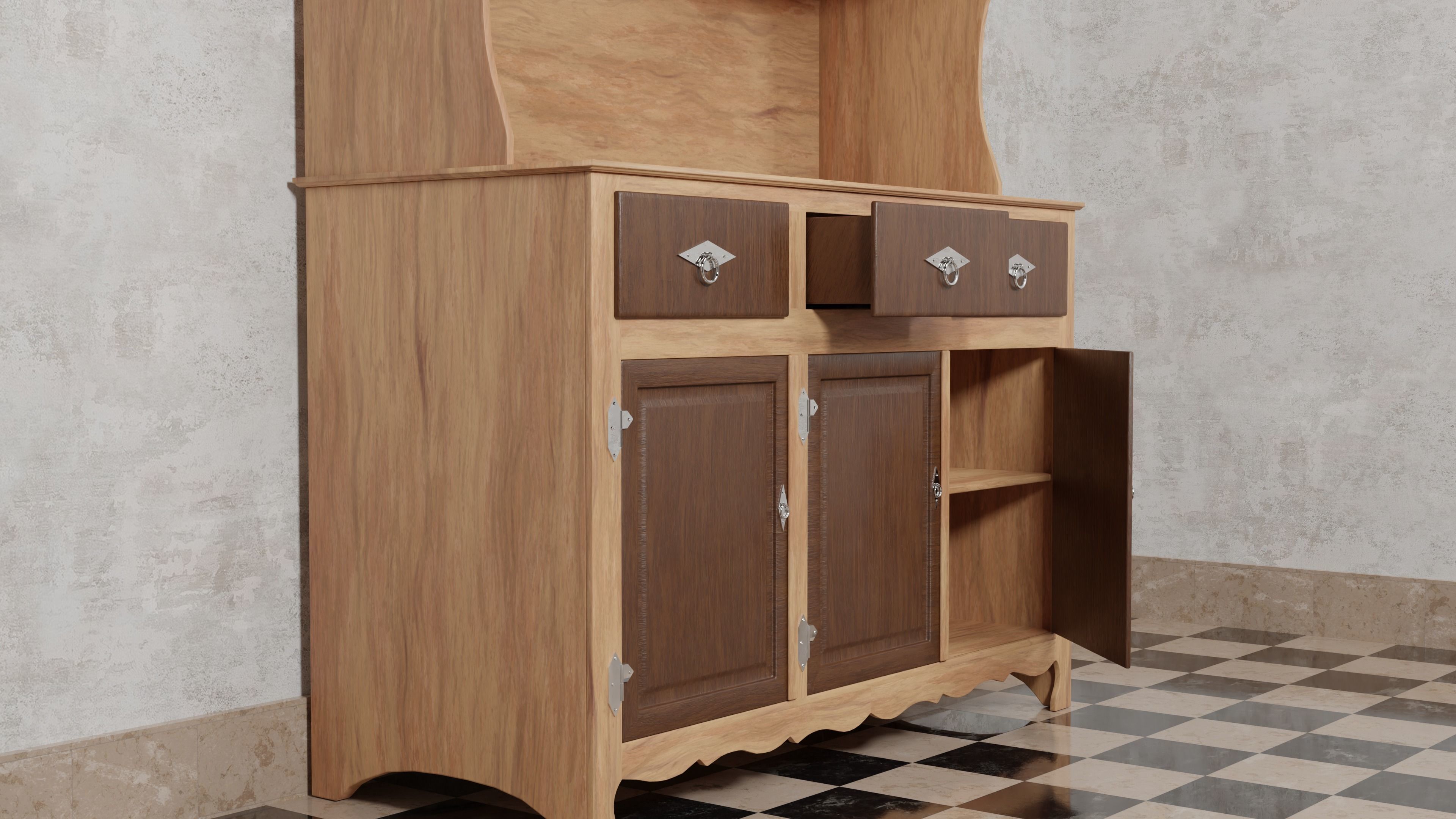 3 Cabinet models Low-poly 3D model_2