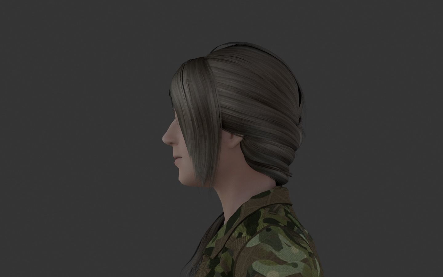 WOMAN HAIR 2 Low-poly 3D model_8