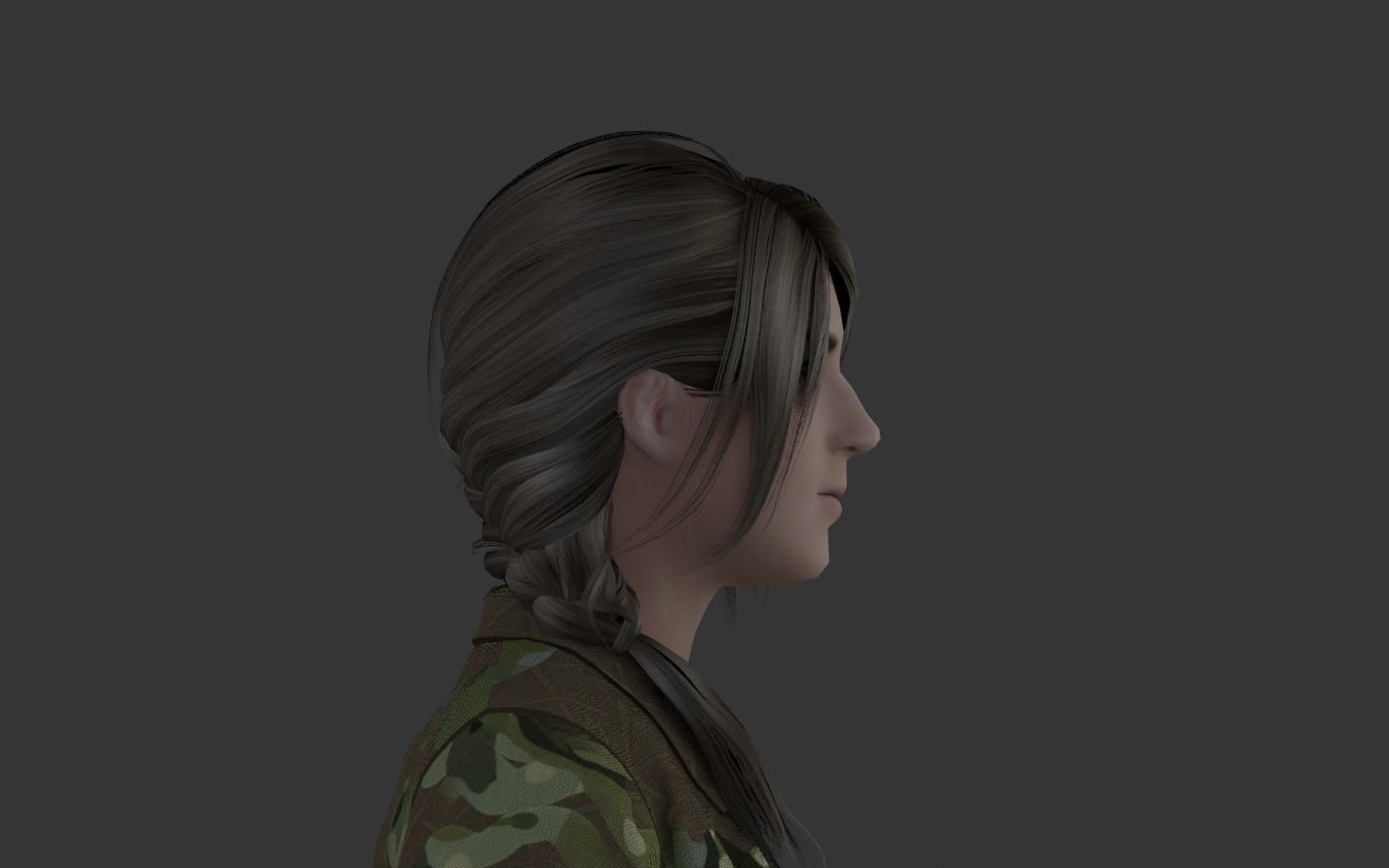 WOMAN HAIR 2 Low-poly 3D model_4