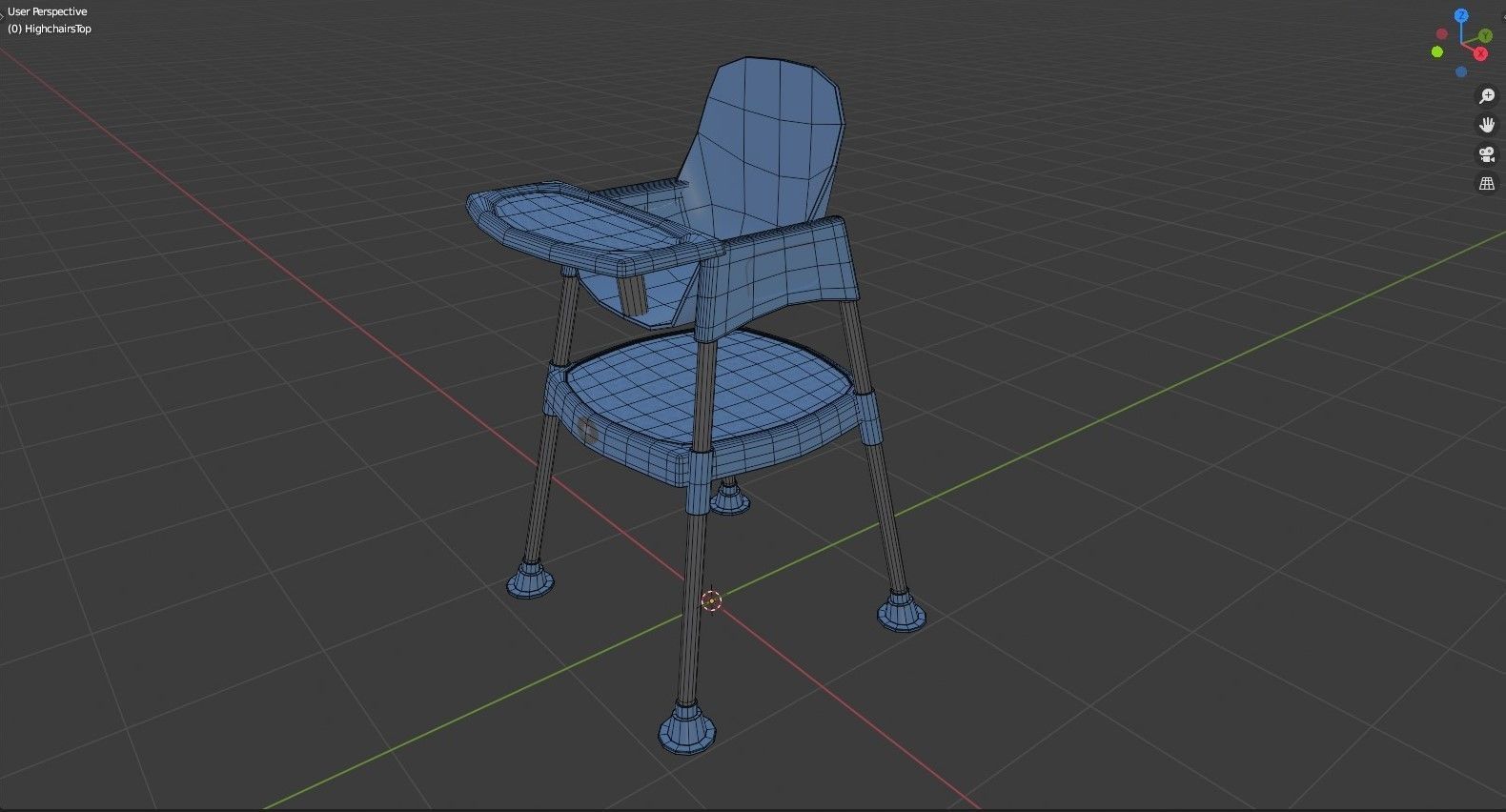 Highchair colorful high chairs Low-poly 3D model_8