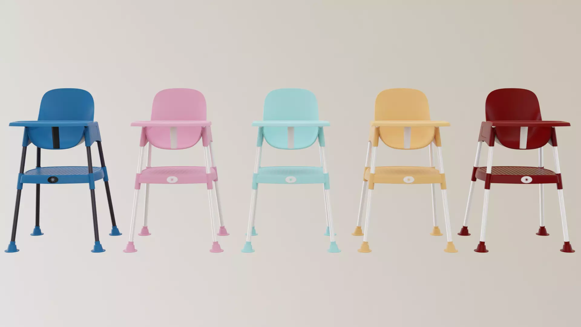 Highchair colorful high chairs Low-poly 3D model_0