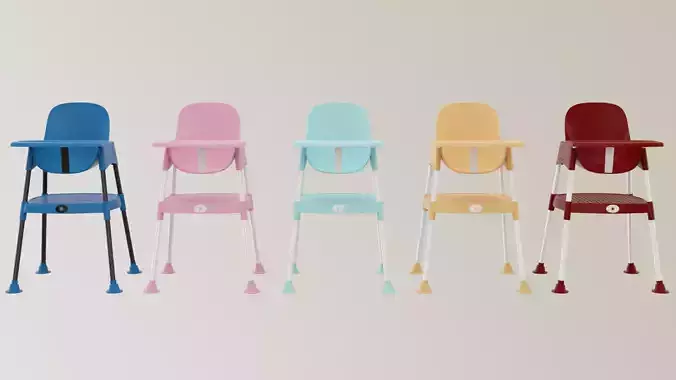 Highchair colorful high chairs Low-poly 3D model