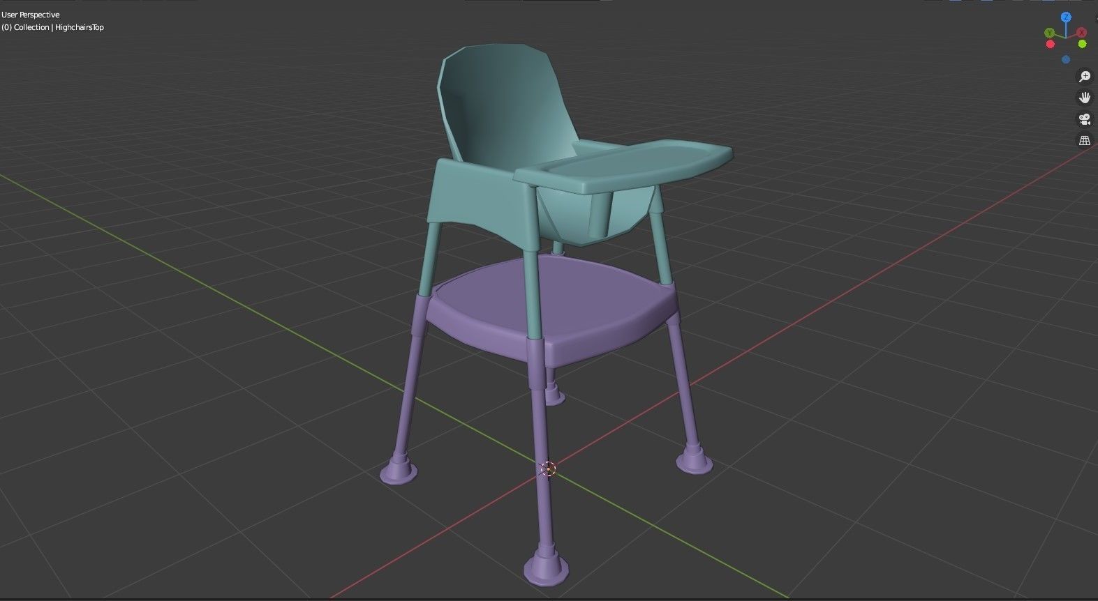 Highchair colorful high chairs Low-poly 3D model_10