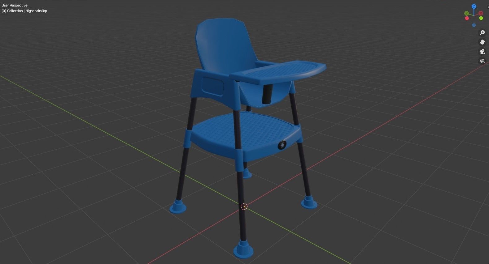 Highchair colorful high chairs Low-poly 3D model_9