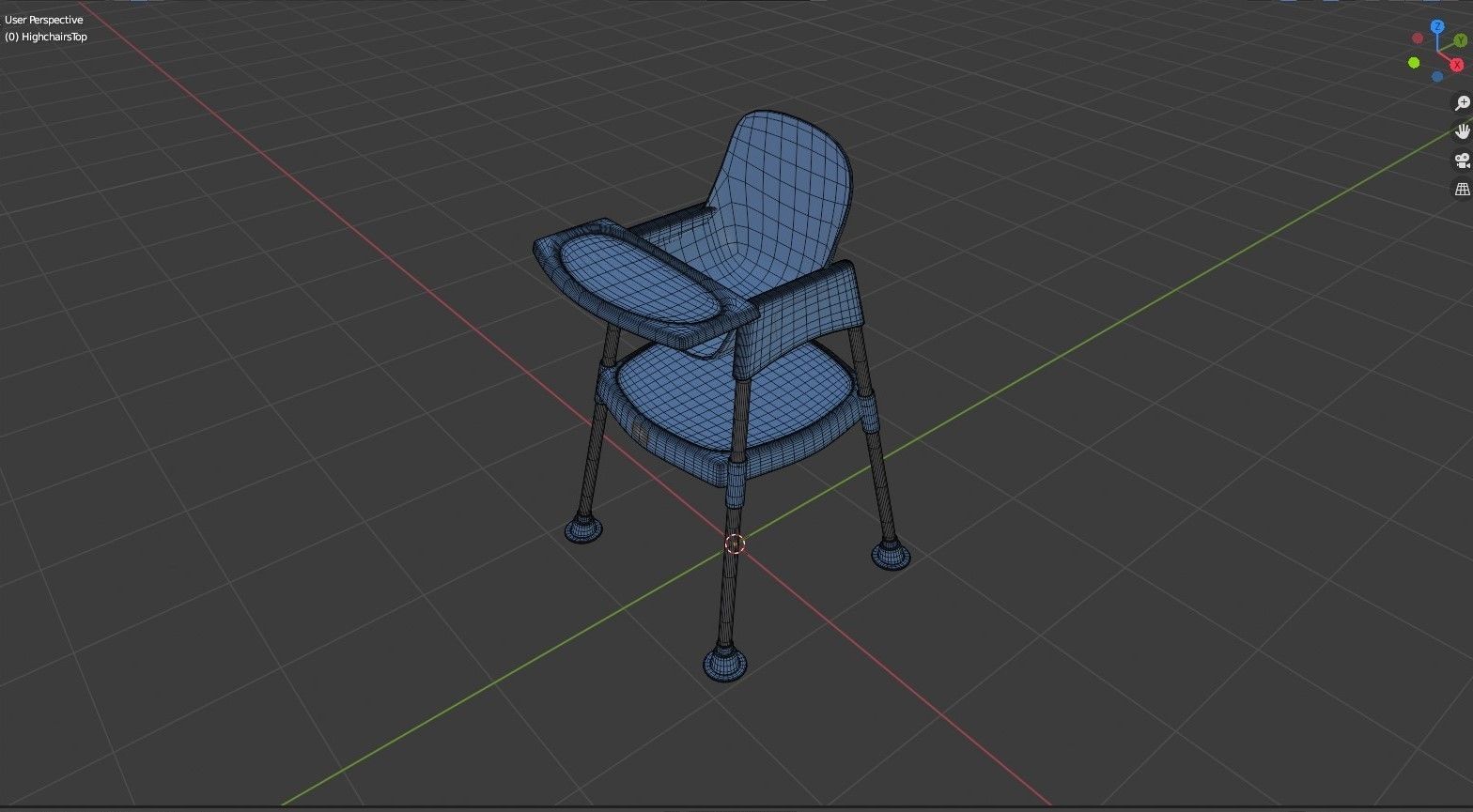 Highchair colorful high chairs Low-poly 3D model_11