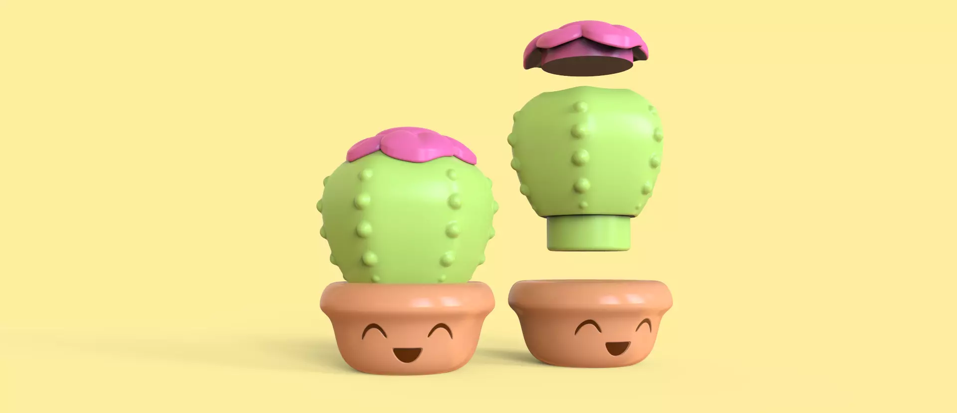 Cactus pot - desk gadget 3D print model