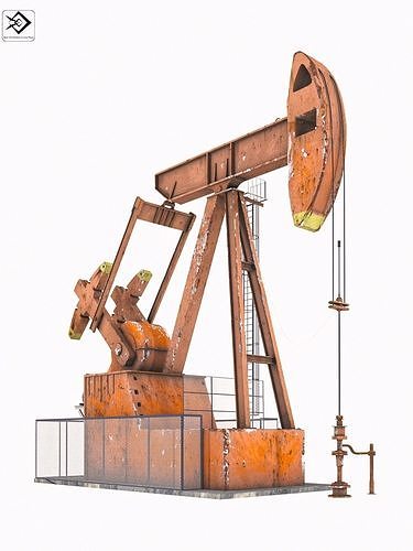 Oil Pump jack Low-poly 3D model