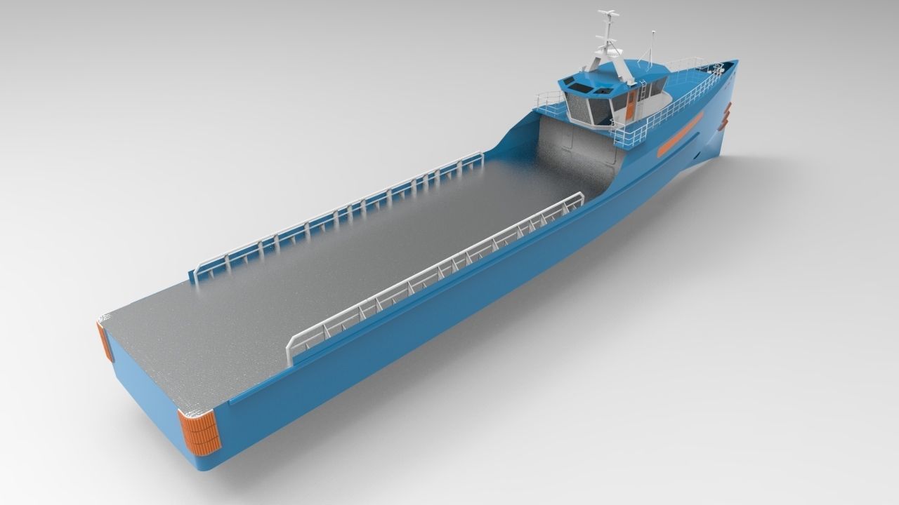 Supply boat Low-poly 3D model_3