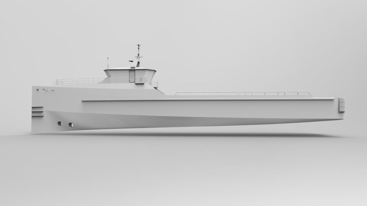Supply boat Low-poly 3D model_10