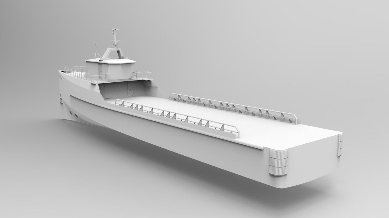 Supply boat Low-poly 3D model_7
