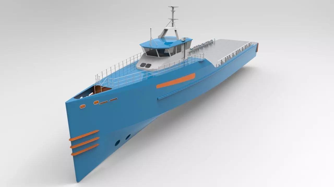 Supply boat Low-poly 3D model_0