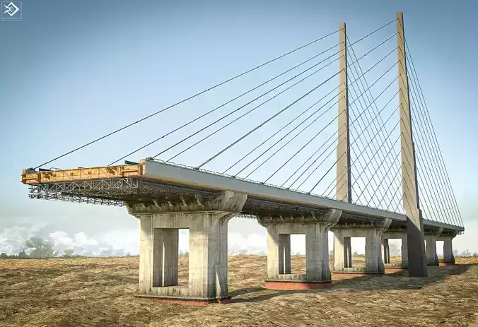 Bridge in desert 3D model