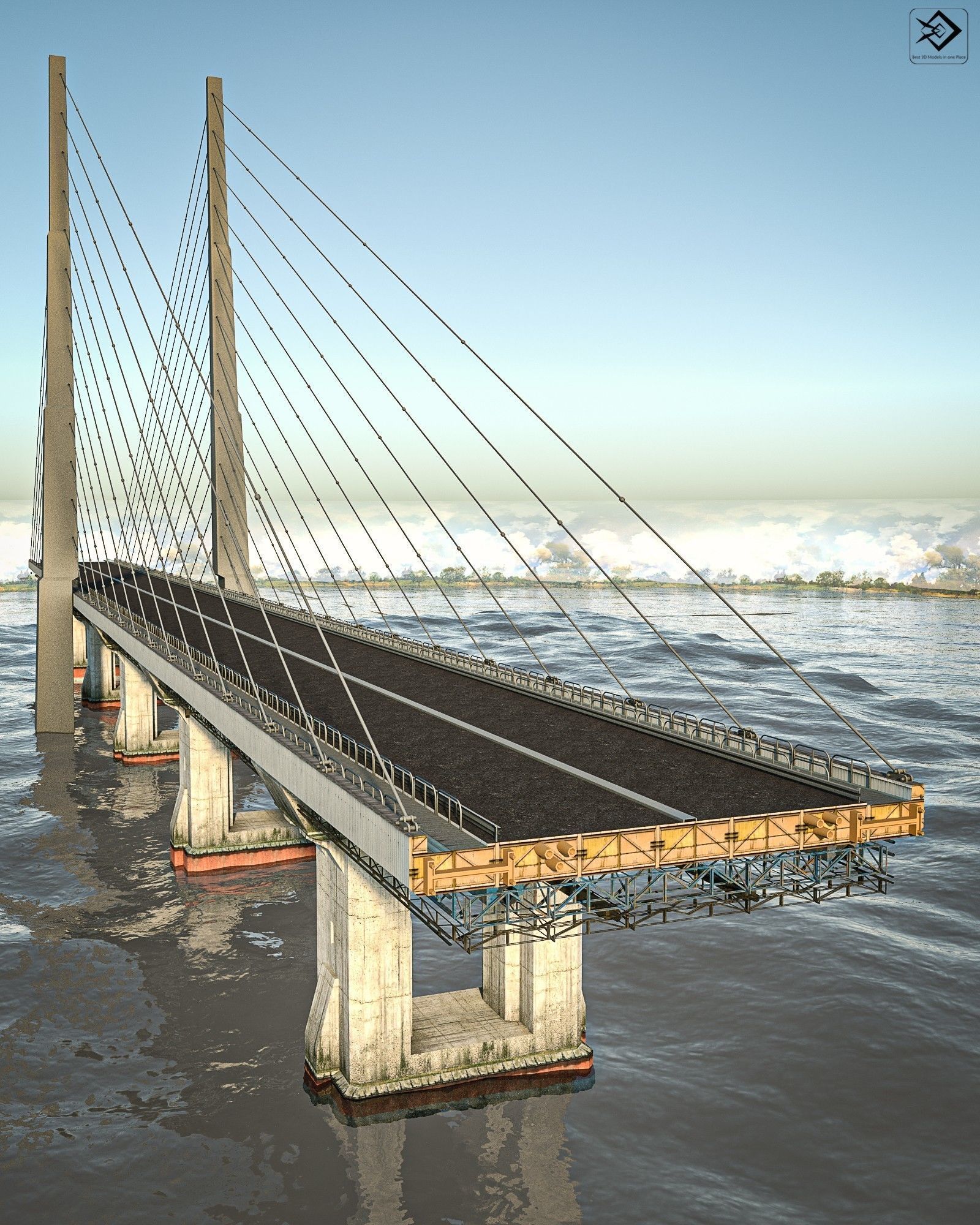 Bridge in desert 3D model_6