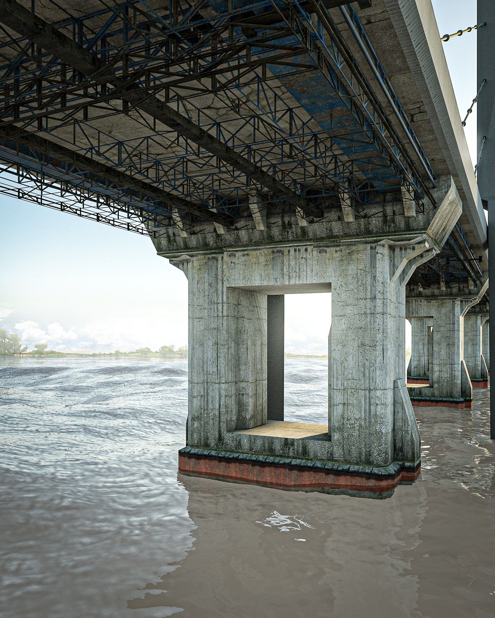 Bridge in desert 3D model_4