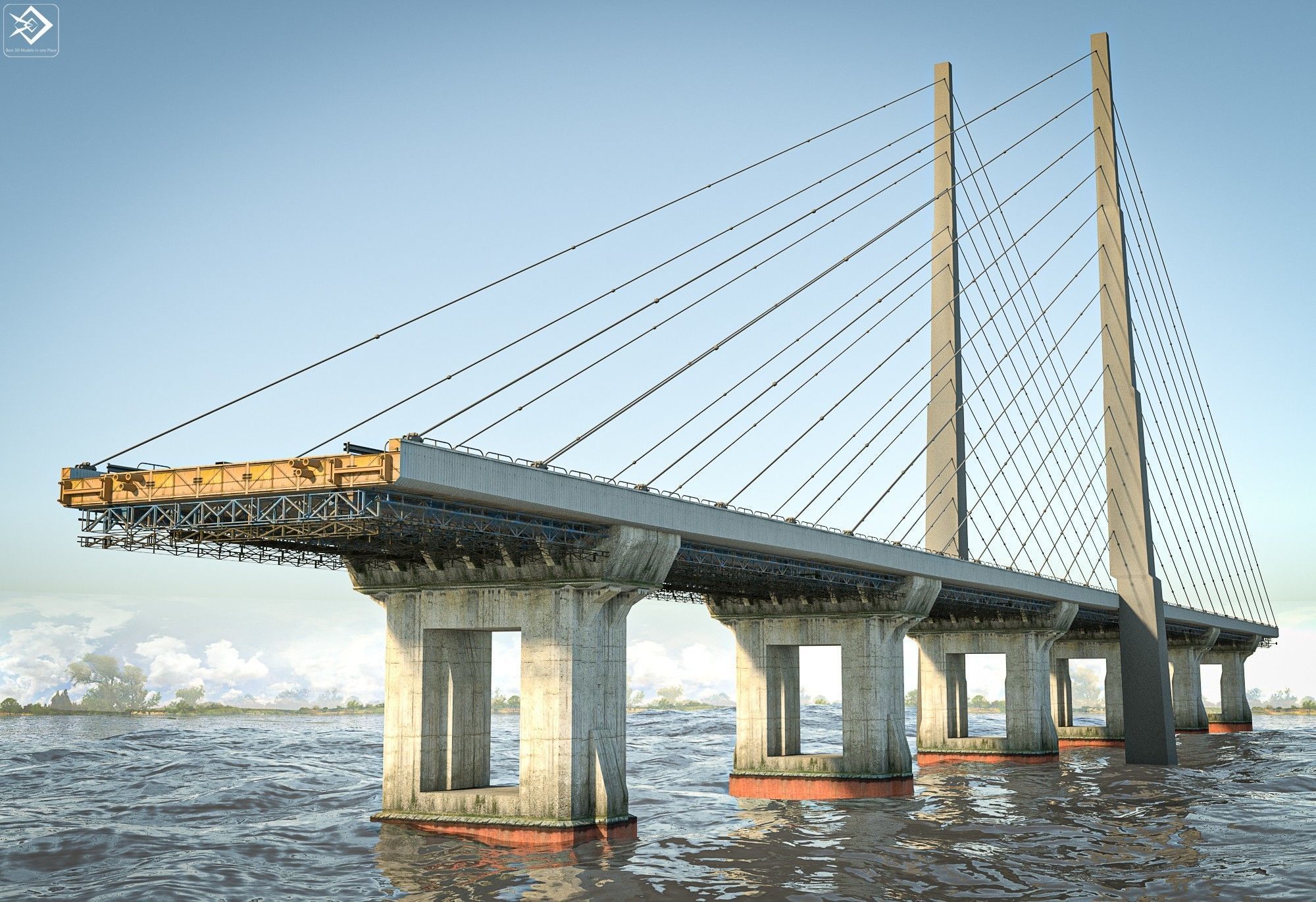 Bridge in desert 3D model_1