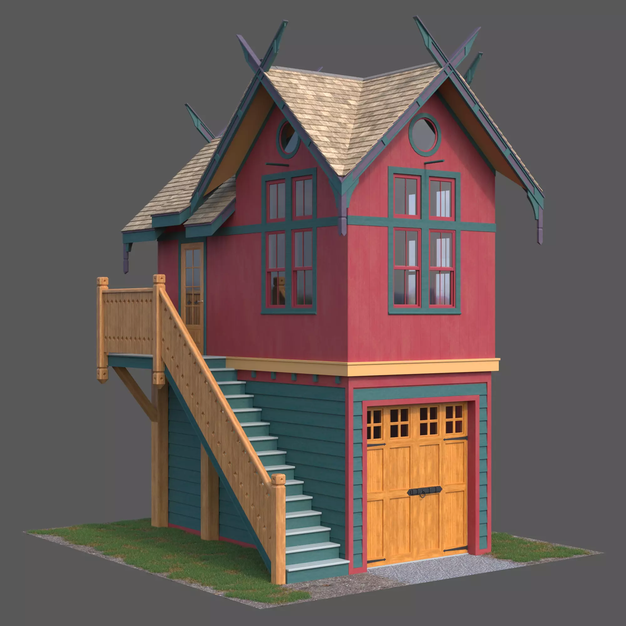 Wooden forest house 3D model_0