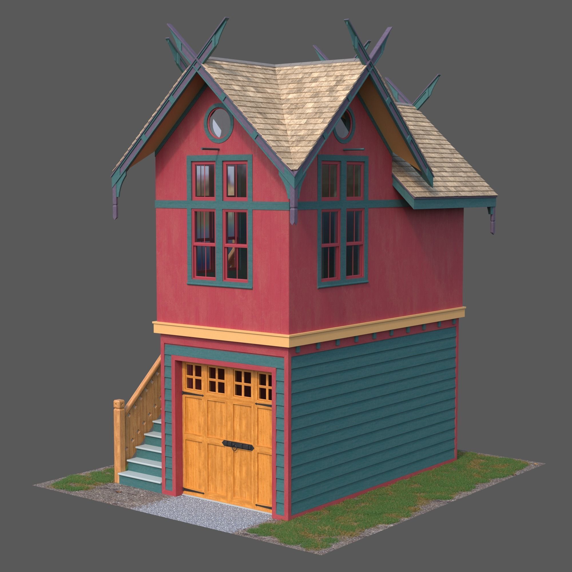 Wooden forest house 3D model_1