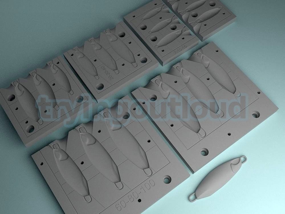 7-100 Grams D Metal C Likeness Metal Jig Mold Packs 3D print model_1