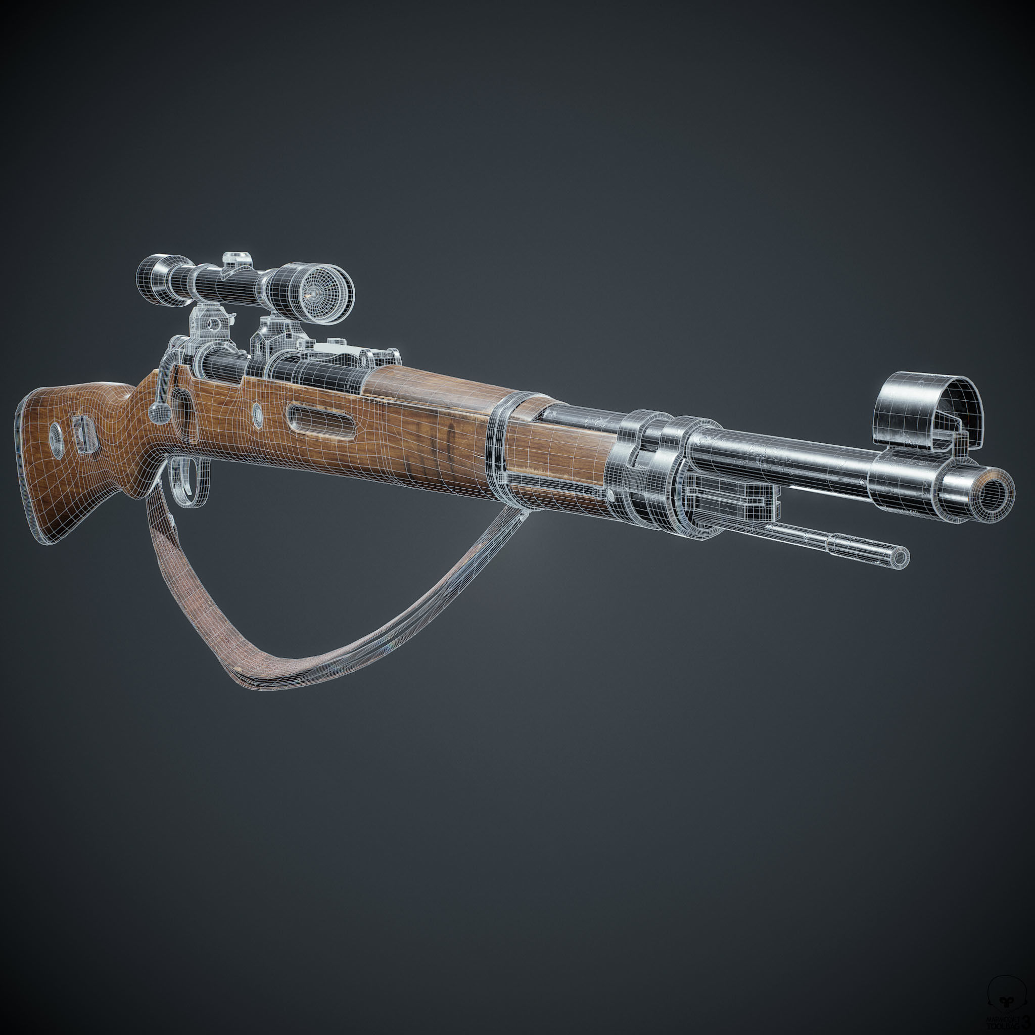 PBR Kar98 k Sniper Rifle Low-poly 3D model Low-poly 3D model_21