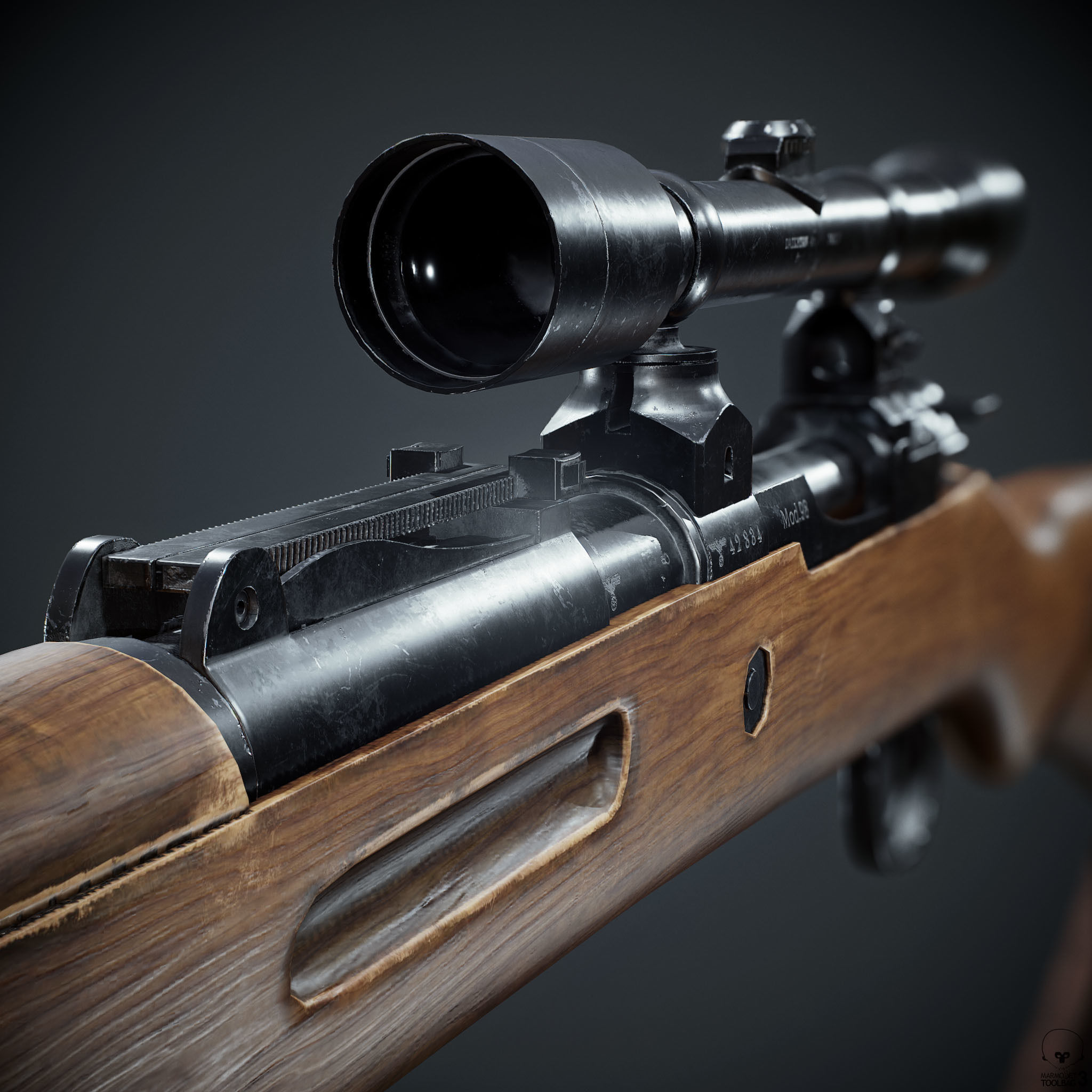 PBR Kar98 k Sniper Rifle Low-poly 3D model Low-poly 3D model_11