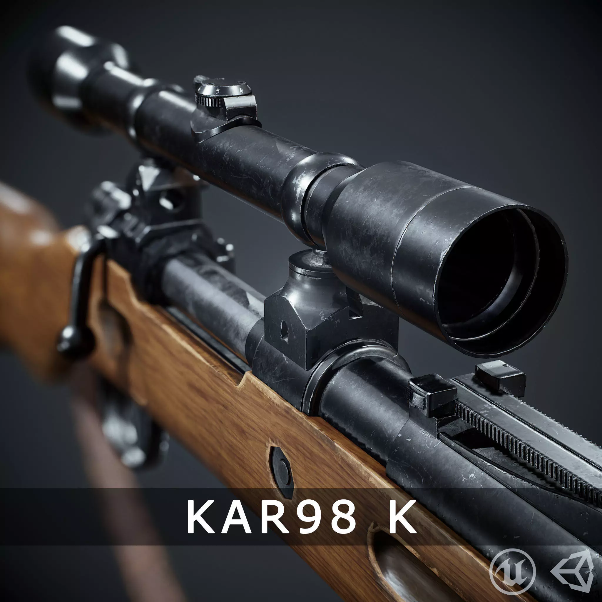 PBR Kar98 k Sniper Rifle Low-poly 3D model Low-poly 3D model_0