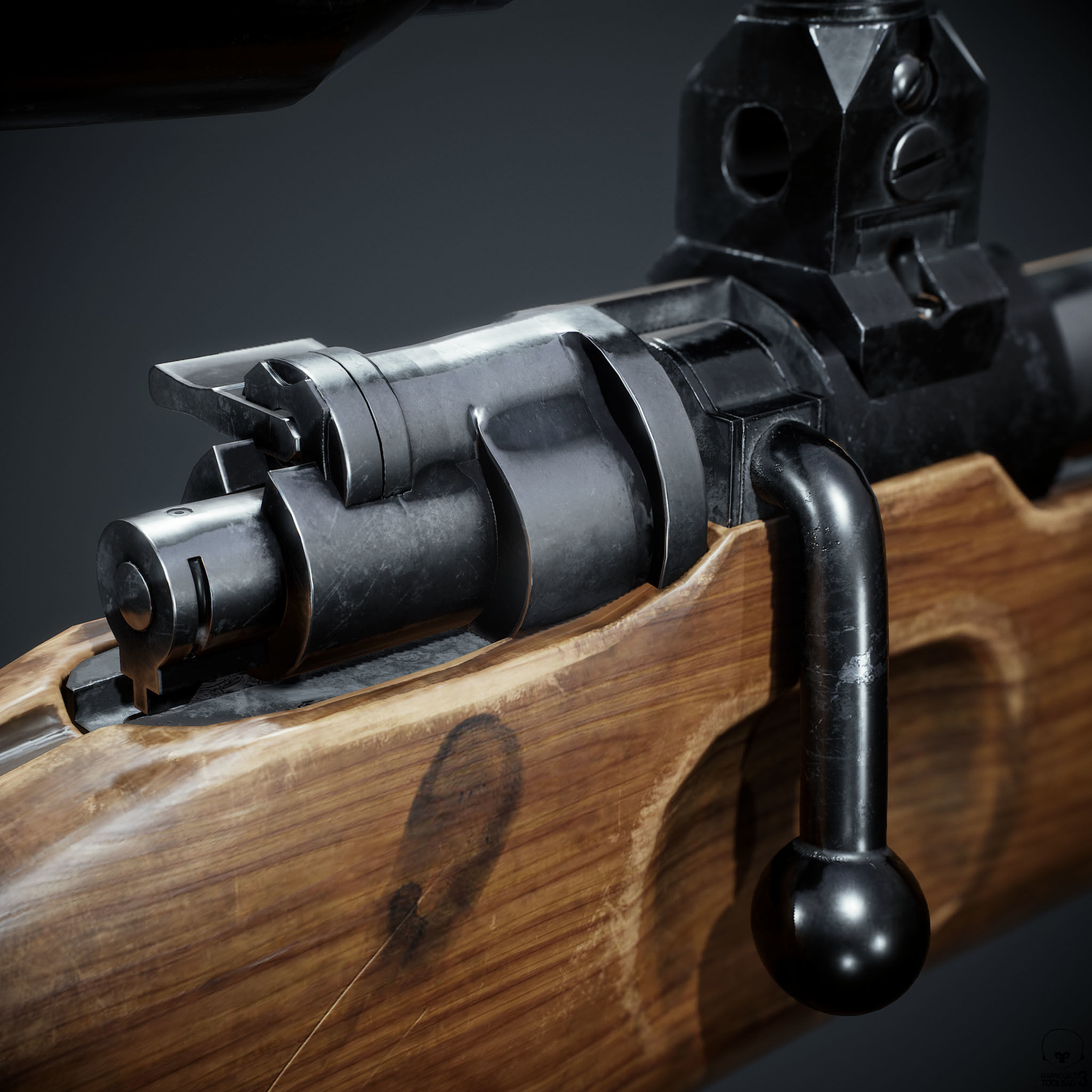 PBR Kar98 k Sniper Rifle Low-poly 3D model Low-poly 3D model_12